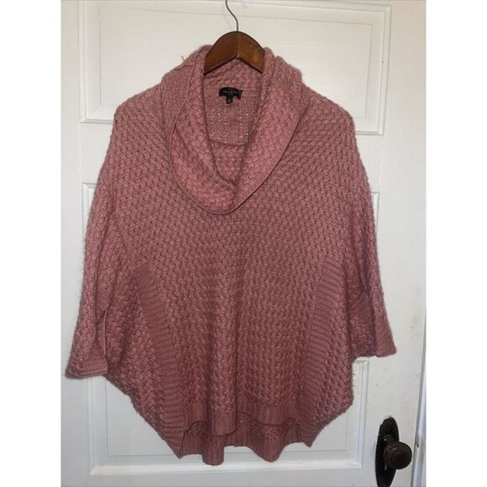 The‎ Limited Cable Knit Cowl Neck Sweater Poncho Dusty Rose